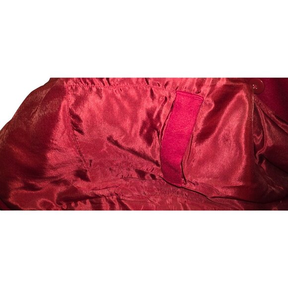 BFA Classics Red Wool Blend Coat Size 14 – Paisley Trim Scarf, Double Breasted - Picture 7 of 14